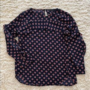 Navy and Red Patterned Blouse